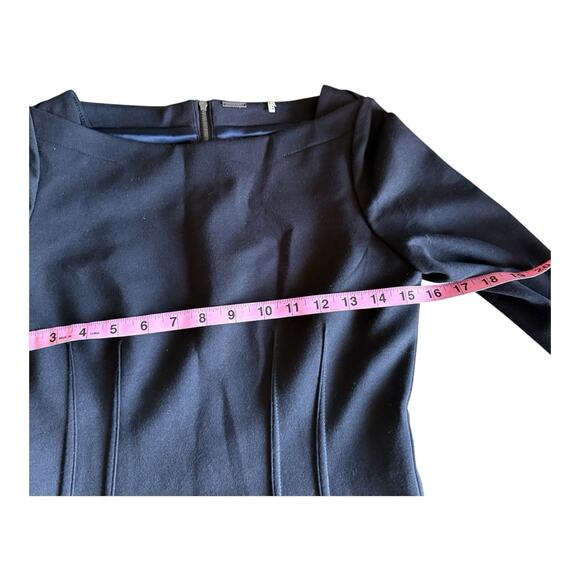 Elie Tahari Black Structured Sheath Dress 3/4 Sleeve Pencil Midi Classic Size 2 - Picture 10 of 13